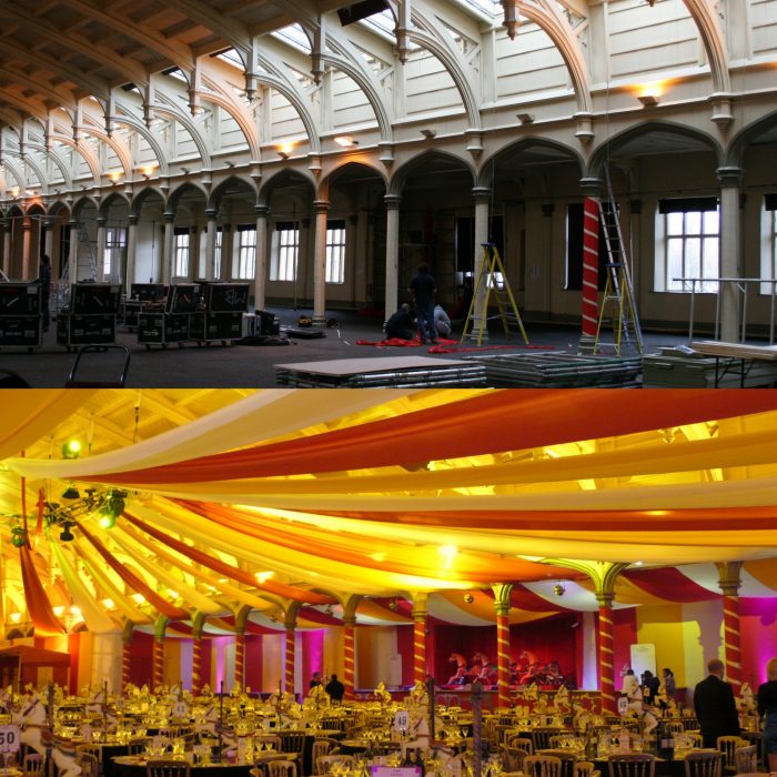 Bristol Passenger shed - Bespoke design for corporate christmas party - circus theme