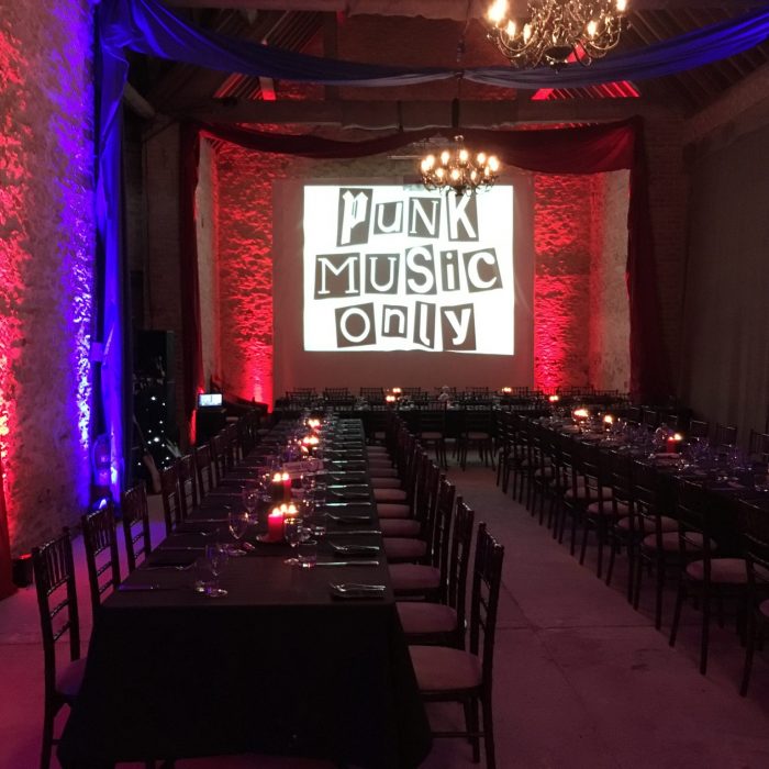 projection on huge screen for punk theme party